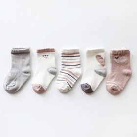 Baby Print Pattern Spring Autumn Cotton 1Bag=5Pairs Socks (Size/Age: M (3-5Y))