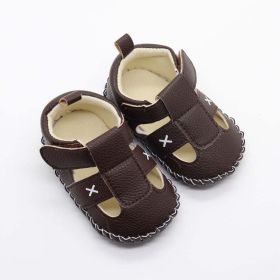 Baby Solid Color Soft Leather Toddler Shoes Sandals In Summer (Color: brown, Size/Age: Insole Length 11.00 cm)