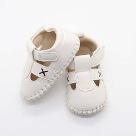 Baby Solid Color Soft Leather Toddler Shoes Sandals In Summer (Color: White, Size/Age: Insole Length 12.00 cm)