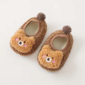 Baby 3D Cartoon Bear Patched Pattern Non-Slip Warm Shoes (Color: brown, Size/Age: Insole Length 13.00 cm)