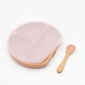 Baby Silicone Compartment Plate With Wooden Spoon (Size/Age: Average Size (0-8Y))