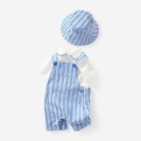 Baby Boy Solid Color Onesies Combo Striped Overalls Shorts Sets (Size/Age: 73 (6-9M))