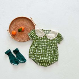 Baby Girl Dot Print Lapel Collar Short-Sleeved Onesies In Summer (Size/Age: 100 (2-3Y))