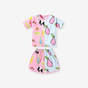 Baby Girl Fruit Pattern Colorblock Design Summer Clothing Sets (Size/Age: 110 (3-5Y))