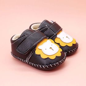 Baby Cartoon Bear Patched Pattern Soft Sole Toddler Shoes Indoor (Color: Black, Size/Age: Insole Length 11.00 cm)