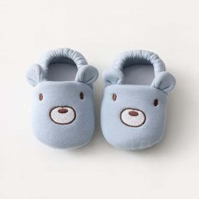 Baby Cartoon Animal Embroidered Graphic Cotton Filling Design Warm Toddle Shoes (Color: Blue, Size/Age: Insole Length 11.00 cm)