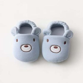 Baby Cartoon Animal Embroidered Graphic Cotton Filling Design Warm Toddle Shoes (Color: Blue, Size/Age: Insole Length 13.00 cm)