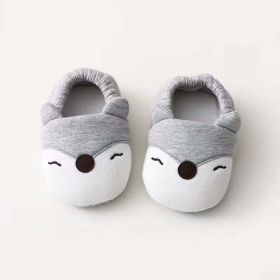 Baby Cartoon Animal Embroidered Graphic Cotton Filling Design Warm Toddle Shoes (Color: grey, Size/Age: Insole Length 13.00 cm)