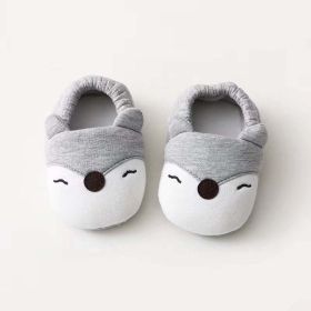 Baby Cartoon Animal Embroidered Graphic Cotton Filling Design Warm Toddle Shoes (Color: grey, Size/Age: Insole Length 12.00 cm)