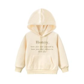 Baby Girl Embroidered Pattern Solid Color Fleece Hooded Sweatshirt (Size/Age: 90 (12-24M))