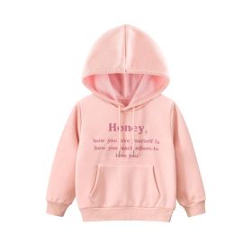 Baby Girl Embroidered Pattern Solid Color Fleece Hooded Sweatshirt (Size/Age: 140 (8-10Y))