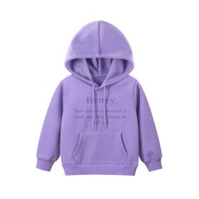 Baby Girl Embroidered Pattern Solid Color Fleece Hooded Sweatshirt (Size/Age: 130 (7-8Y))