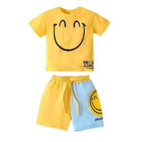 Baby Boy Smile Print Pattern Color Matching Design Clothing Sets (Size/Age: 90 (12-24M))