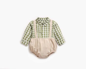 Baby Boy 1pcs Plaid Pattern False 1 Pieces Design Lapel Bodysuit Onesies (Size/Age: 66 (3-6M))