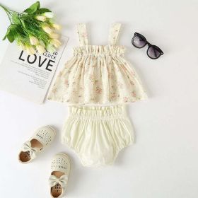 Baby Girl Floral Print Pattern Sleeveless Tops Combo Shorts Sets In Summer (Size/Age: 90 (12-24M))