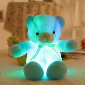 32-75CM Luminous Creative Light Up LED Teddy Bear Stuffed Animal Plush Toy Colorful Glowing Teddy Bear Christmas Gift for Kid (Height: 75cm, Color: Blue)