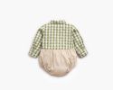 Baby Boy 1pcs Plaid Pattern False 1 Pieces Design Lapel Bodysuit Onesies