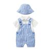 Baby Boy Solid Color Onesies Combo Striped Overalls Shorts Sets