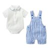 Baby Boy Solid Color Onesies Combo Striped Overalls Shorts Sets