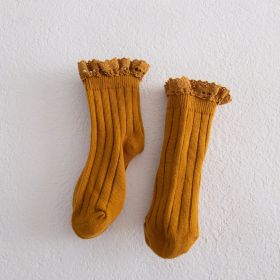 New Lace Children's Mid-tube Socks (Option: Turmeric-L)