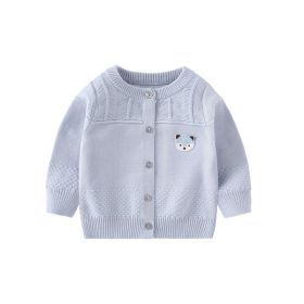 Baby Knitted V-neck Cardigan Top (Option: Light Blue-90CM)