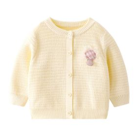 Children's Fashion Simple Cardigan Sweater Sweet (Option: Beige-130cm)