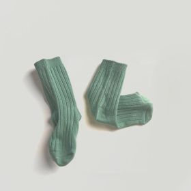 Boys And Girls Socks Korean Retro Tube (Option: Water Green-M Code)