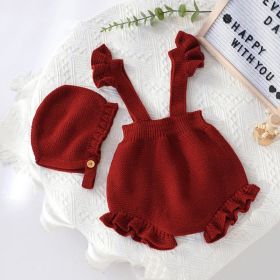 Girls Baby Tank Tops Rompers Jumpsuit (Option: Brick Red-80cm)