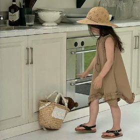 Girls' Korean Casual Fashion Retro Dress (Option: Khaki-No.13)