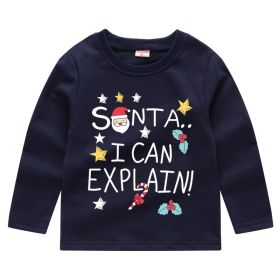 Children's Fashion Sweater Bottoming Shirt (Option: Navy Blue 6-100cm)