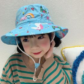 Children's Cotton Summer Sun Protection Hat (Option: Light Blue Rainbow Cloud-52 Head Circumference)