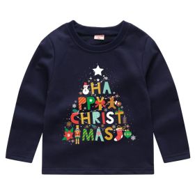 Children's Fashion Sweater Bottoming Shirt (Option: Dark Blue 4-90cm)