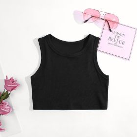 Girls' Vest Summer Ins European And American Short (Option: Black-90)