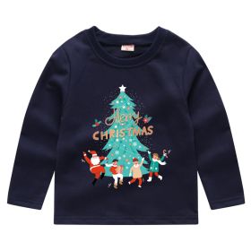 Children's Fashion Sweater Bottoming Shirt (Option: Navy Blue 5-120cm)