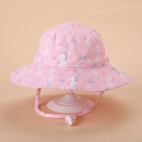 European And American Sun Protection Cute Beach Sun Hat (Option: Pink Seahorse-Head Circumference 50or54cm)