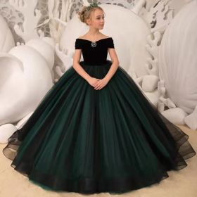 Girls' Wedding Catwalk Trailing Evening Dress (Option: Picture Color-150cm)