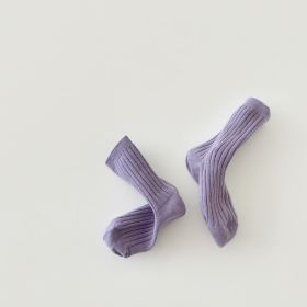 Boys And Girls Socks Korean Retro Tube (Option: Light Purple-L Code)