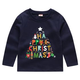 Children's Fashion Sweater Bottoming Shirt (Option: Dark Blue 4-110cm)